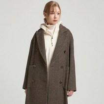 리안뉴욕 울 헤링본 더블 롱 코트