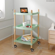 이동식 휠 미드센추리 모던 2 3 단 다용도 선반 침실 거실 협탁 피규어 랙 벽장식장 진열장 화분 미용실 스탠드 디퓨저 카메라 렉 장식대, W