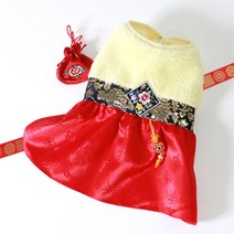 강아지퓨전한복 중형견보아털스판한복, 한복, 곤색