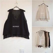 영앤클래시 여름 린넨조끼 트임 펀칭 여름 니트조끼 올리졸리3A3I94