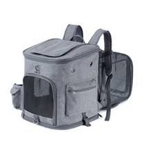 LDLC 애완 동물 고양이 배낭 대용량 통기성 확장 가능한 옥스포드 천 가방 대형/작은 나가는 여행, Gray L_CHINA