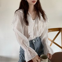 코마드 하늘하늘한 프릴 블라우스 WBL142M