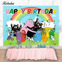 Kabodou Barbapapa 가족 사진 배경 생일 축하 베이비 샤워 장식 배너, 02 02_13 Vinyl-300x250cm