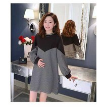 출근룩 하객 임산부원피스 주수사진 봄 버전 출산 드레스 스티칭 houndstooth