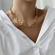 투에이치 볼드 유니크 블링 라운드 체인 럭셔리 초커 목걸이