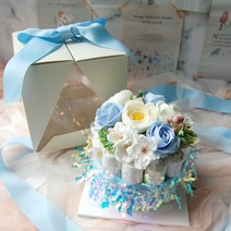 도트 스마일 프렌즈 3단케익 데이지꽃 생일파티세트, B핑크고깔세트