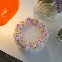 (18x8)플라워데코 클레이케이크 아이보리, 플라워 옆면장식