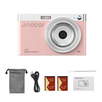 휴대용 디지털카메라 Andoer 컴팩트 4k 디지털 카메라 비디오 캠코더 50mp 화면, 4k 50mp 핑크