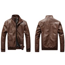 남성 가죽 자켓 클래식 바이크 오토바이 자전거 카우보이 플러스 두꺼운 코트 S-2XL, 갈색, XL