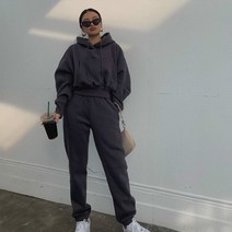 여성 트레이닝 세트 빅사이즈 츄리닝 운동복 후드 정장 겨울 봄 솔리드 캐주얼 운동복