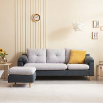 [데코라인] 북스 3인용 패브릭 소파, 색상:블루연그레이