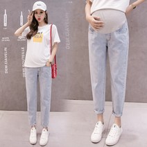 정가 2022 여름 출산 청바지 크롭 팬츠 출산복 캐주얼 헐렁한 바지 느슨한 출산 바지 출산복
