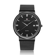 남자시계 AOKULASIC아우프 남성 손목시계 핫스타일 비즈니스 초슬림 네트밴드, T04-흑색