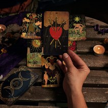 CRAFTERIAN 타로 카드 78 타로 데크 가이드북과 선물 가방이 있는 초보자와 전문가를 오리지널 타로 카드 운세 게임 모든 기술 수준 점술 도구 블랙.