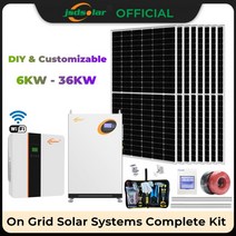 Jsdsol 온그리드 태양광 발전 시스템 키트. 가정용 와이파이 IP65 인버터. 패널. LiFePO4 6KW., 02 1W