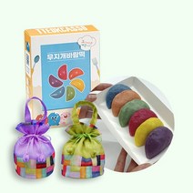 [ONLY 꼬망세] 천연색분말 무지개 바람떡 만들기 키트 + 전통 주머니 SET, 무지개떡+연두색 떡주머니