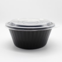 더팩 중화면용기 원형검정(대)1900ml 100개 / 400개(뚜껑포함), 1박스, 400개