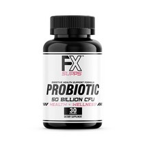 FX Supps 프로바이오틱 500억 CFU | 30캡슐 (1팩) 남성 및 여성용 식이 보충제제 소화 건강 지원 포뮬러 건강한 면역 시스템 증진 뇌