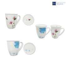 행남자기 플라워 뚜껑머그 컵세트 뚜껑있는 머그잔, 단일, 1개