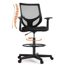AFO Drafting Mid-Back Mesh Tall Office Stool Chairs with Armrest Adjustable Foot Ring for Standing D