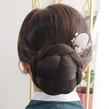 살롱드메리 꽃방울B 가발 가채 가모 한복 혼주 올림머리 똥머리 한복머리장식, 브라운, 1개