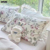 (베개 커버)ins풍 순면 베개커버 세트 48x74cm 면베개커버 싱글 베개심 속담커버 가정용