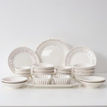 포르투갈 메세라미카 6인 그릇세트 홈세트 22p 8color, 화이트&블루