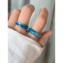 가벼운 여름 천연 얇은 원석 슬림 컷팅 반지 천연석 옥 가락지 컬러 마노석