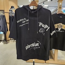 리트머스 낙서 워딩 반팔 오버핏 후드 티셔츠 LM2TU287 BLACK