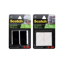 3M 스카치 일반형 탈부착 벨크로 찍찍이 테이프 2.5x5cm 4쌍, 블랙