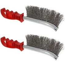 utoolmart 9 인치 브러시 긴 플라스틱 손잡이 스테인레스 스틸 스크래치 와이어 영역 브러시 실버 톤 3pcs, 스테인레스 스틸 와이어 브러시×2