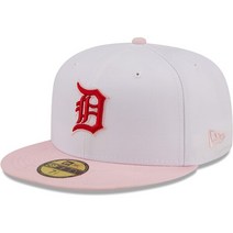 [미국정품] 688584 스냅백 캡모자 MLB [디트로이트 타이거스] 뉴에라 Scarlet Undervisor 59FIFTY Fitted Hat - White/Pink
