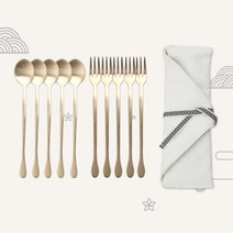 [호담] 명인 명장 전통 방짜유기 5인 티스푼&티포크 선물세트, 상세 설명 참조