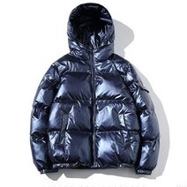남자 여자 유니 유광 패딩 점퍼 남성용 여성용 퍼퍼 자켓 겨울 후드 파카 패션 광택 방수 느슨한 두꺼운 워밍업 코튼 코트 4xl 5xl