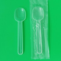 요거트 스푼 (100개) 9cm / 수저 일회용 플라스틱 벌크 개별 낱개 포장 배달 캠핑 테이크아웃 용기 백색 투명 블랙 베스킨라빈스 샐러드 디저트, 반투명(100개)(벌크포장)