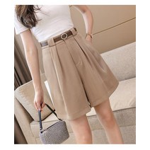 SURBORT 반바지 여 봄여름핏 정장 5부 팬츠 하이웨이스트 와이드 팬츠 A라인 카고 캐주얼 팬츠