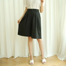 플레이팝 여성용 2컬러 허리뒷밴딩 핀턱 와이드 5부 슬랙스 반바지