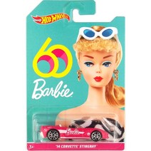 핫휠 자동차 미니카 다이캐스트Hot Wheels Barbie 60th Car 2019 Edition Corvette Stingray Die-Cast Toy, 한개옵션0