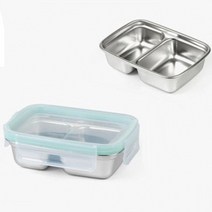 스텐락 밀폐용기 반찬통 나눔접시 런치박스 2구 300ml, 옵션, 1개