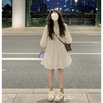 베이비돌 가을 예쁜 레이스 긴팔 키작녀 미니 원피스 퍼프 편한 주수 오버핏 수입 SY