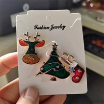 3 개/대 메리 크리스마스 브로치 양말 트리 엘크 에나멜 배지 작은 패션 파티 쥬얼리 선물