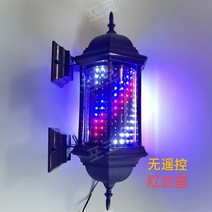 육각 레트로 싸인볼 회전 간판 벽걸이 방수 전광판 미용실, 검은색55x28CM빨강파랑및흰색(리모컨없음)