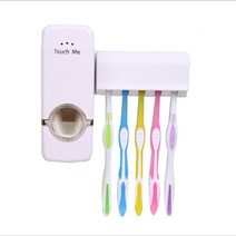 뜨거운 판매 자동 치약 디스펜서 가족 칫솔 홀더 벽 마운트 랙 욕실 도구 세트, White
