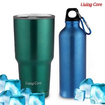 [홈쇼핑 정품 ]리빙코아 괴물텀블러 대용량 900ml 스테인레스 보온 보냉병 스포츠보틀 500ml 사은품증정, 괴물텀블러 그린 1개+스포츠보틀(랜덤)1개