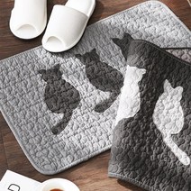 [iswas] [N365] 모던 고양이 퀼팅 목화솜 욕실매트 60x40, 색상:그레이