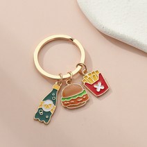 귀여운 키 체인 아이스크림 케이크 진주 우유 차 감자 튀김 햄버거 열쇠 고리 음식 열쇠 고리 디저트 선물 DIY 수제 보석, E4354