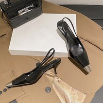 여성용 가죽부츠 힐 구두 부츠 하이힐 통굽 Chen Xiaofan 블랙 페이턴트 가죽 Baotou 샌들 여성 싱글 슈즈 스틸레토 메탈 뾰족한 발가락 Park Caiying 로즈 같은 스타일 하이힐