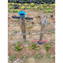 스테인리스 묘묙 이식기 파종기 채소 토마토 딸기, 이중 핸들 3개의 구멍 및 페달