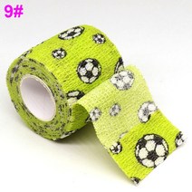 훅그립 주짓수 유도 발목 볼링 격투 스포츠 압박 테이프 테이핑 자기 접착 랩 탄성 붕대 무릎 보호대 인쇄, 9 축구 그린, 10cm x 4.5m