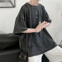 빈티지반팔티 프린트 여성 워싱 캐주얼 반팔티셔츠 남성